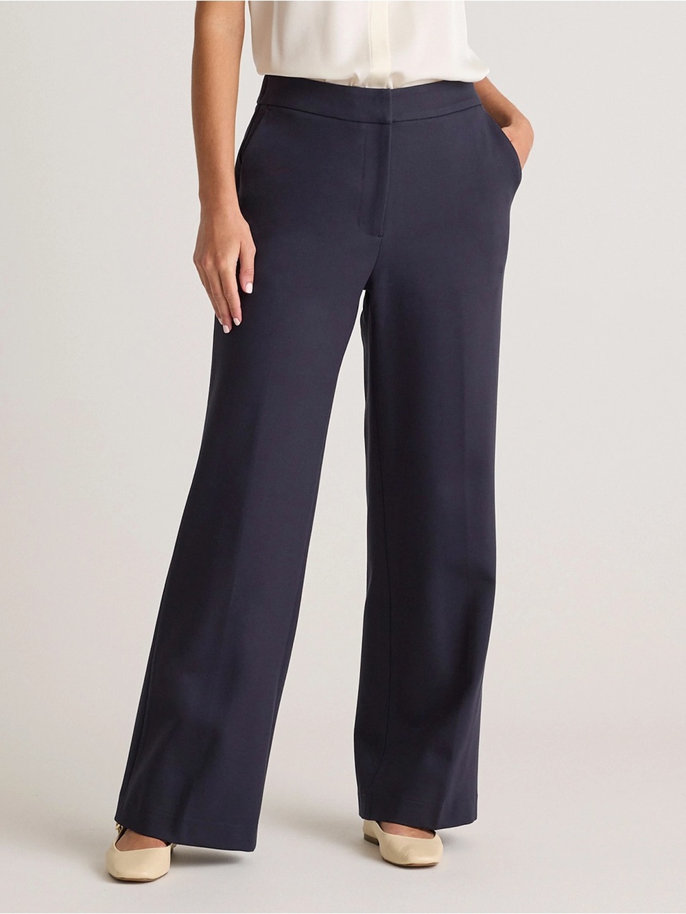 NWT Quince Stretch Crepe Classic Trouser Pants / Navy